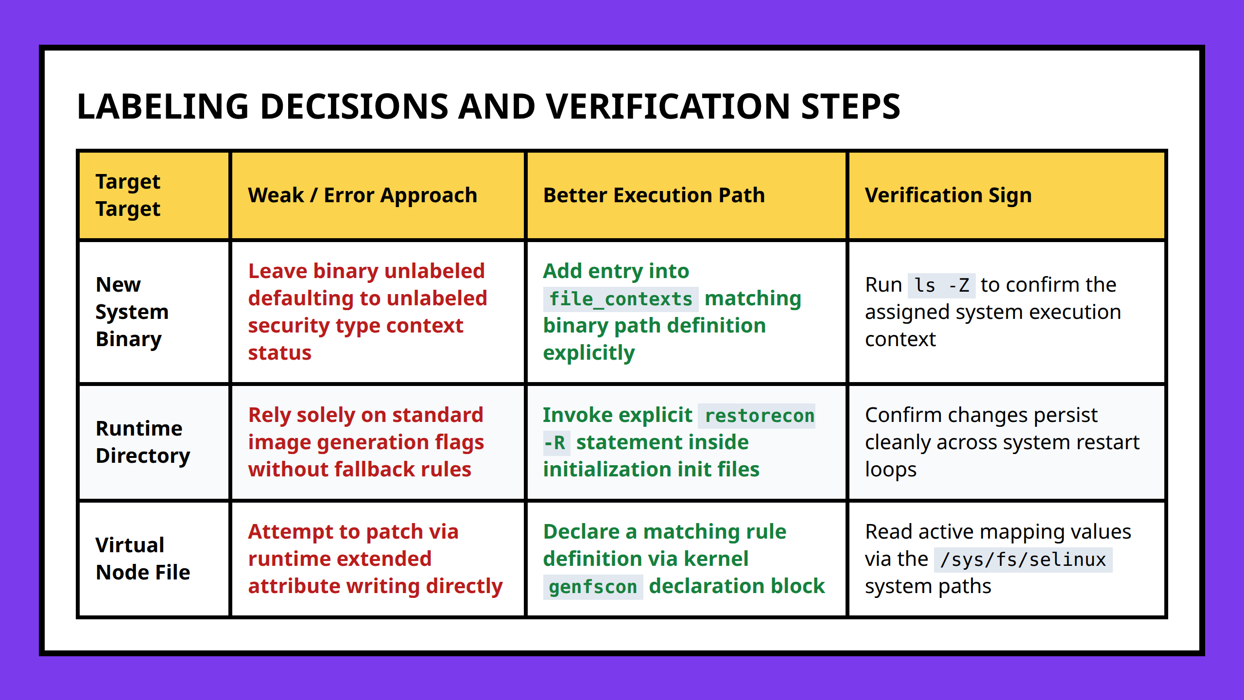 Android SELinux File Labeling Comparison Table for verification and fixes
