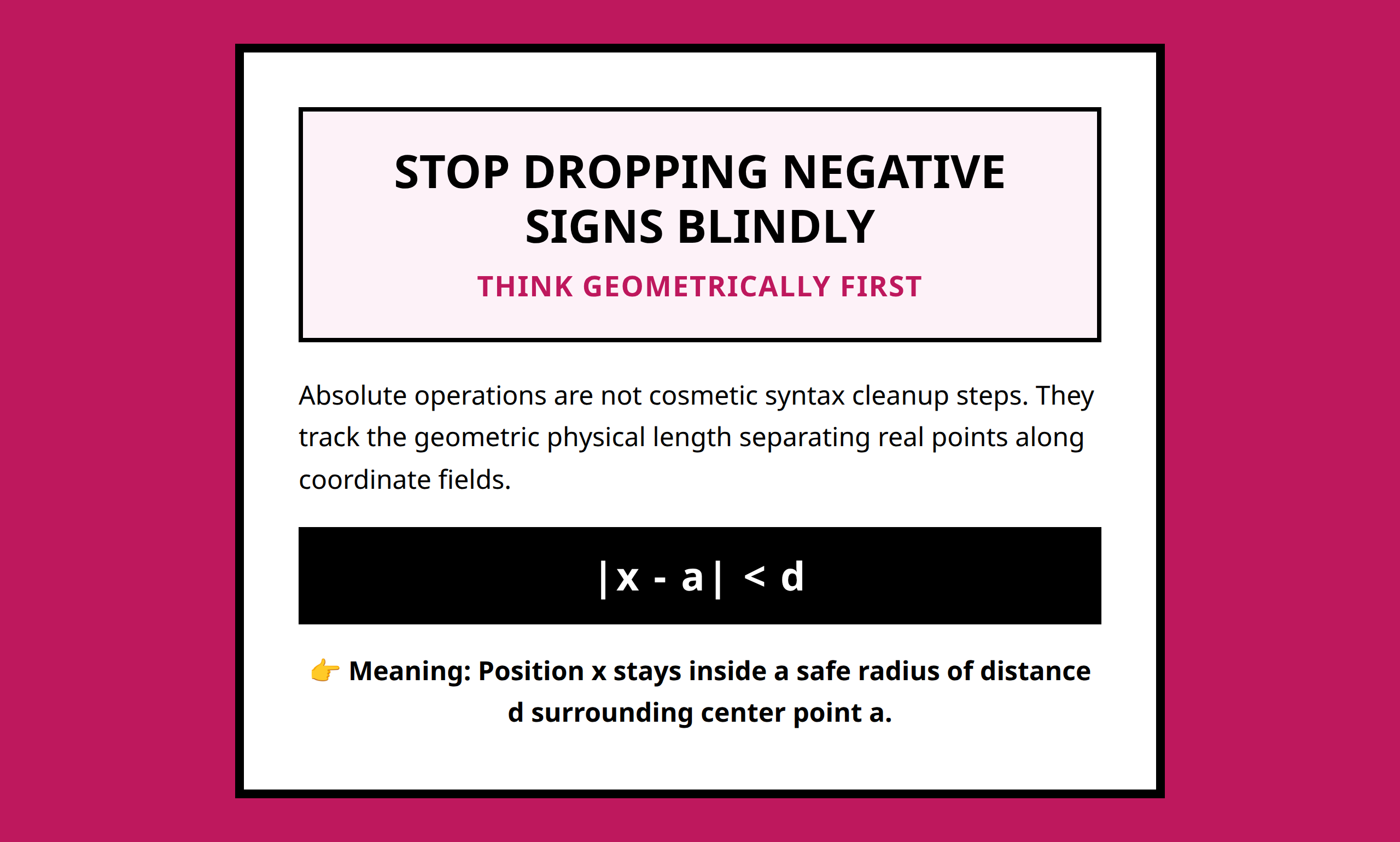 Mini poster emphasizing absolute value as geometric length instead of symbol removal