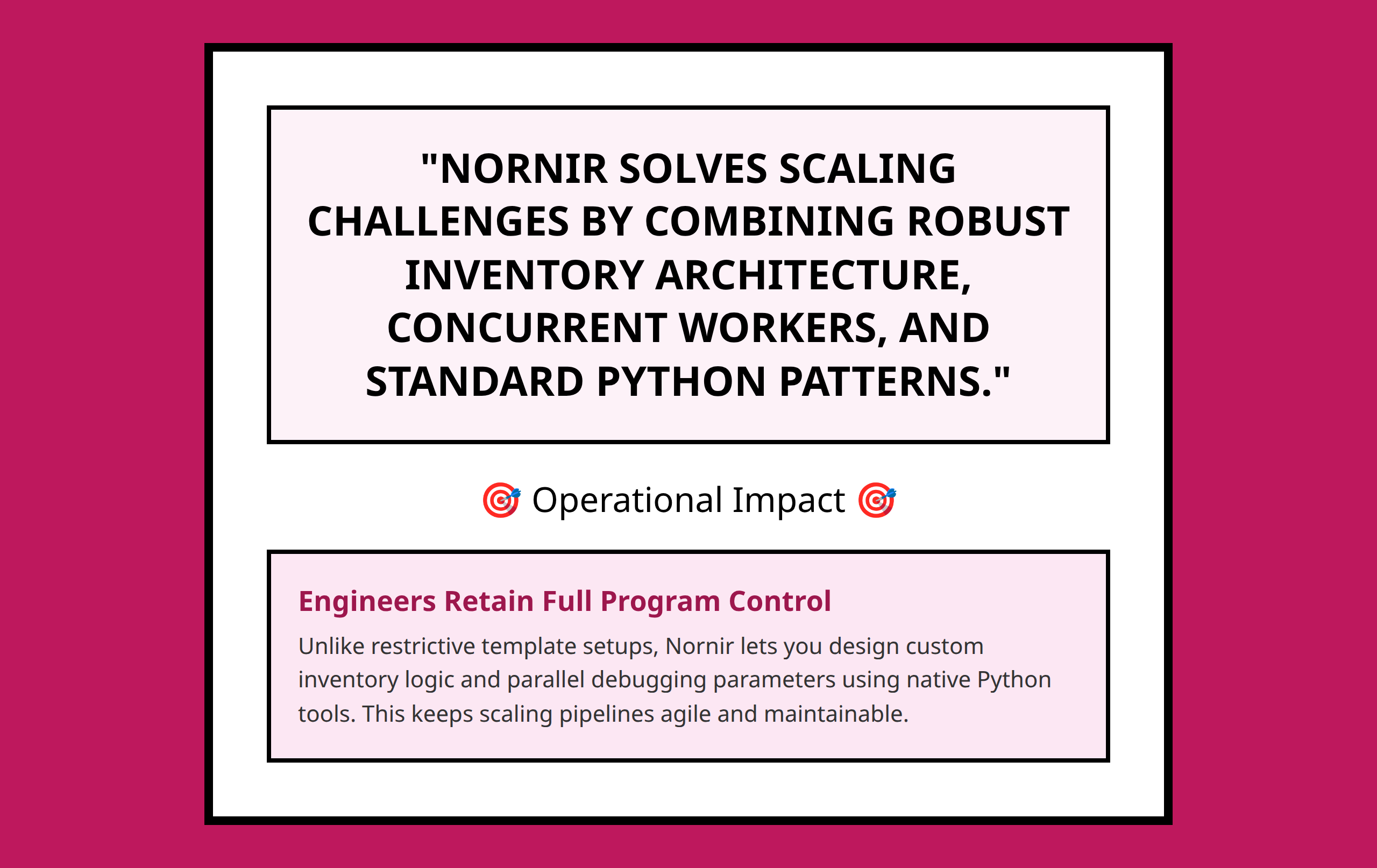 Mini poster graphic highlighting the architectural advantage of framework based network orchestration.