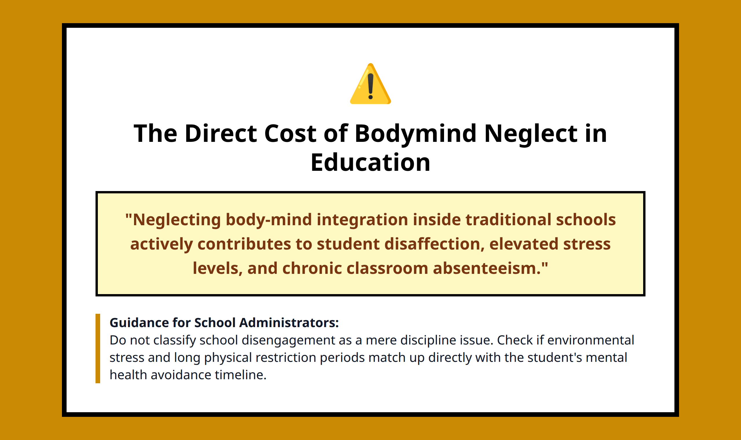 Mini poster asserting the link between body neglect and student mental health crises
