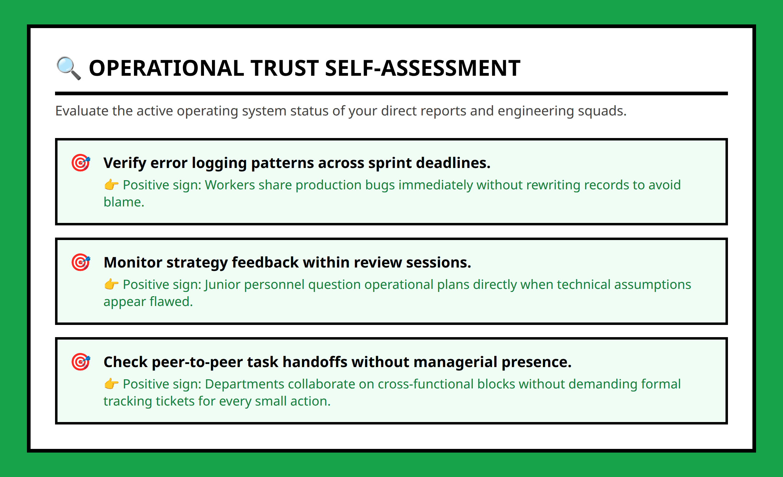 Practical checklist for leadership teams to diagnose active trust issues